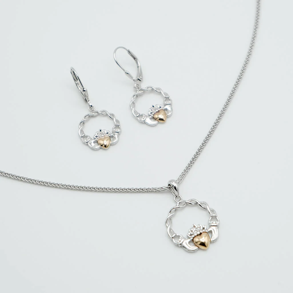 10k Gold & Silver Claddagh Jewelry Set