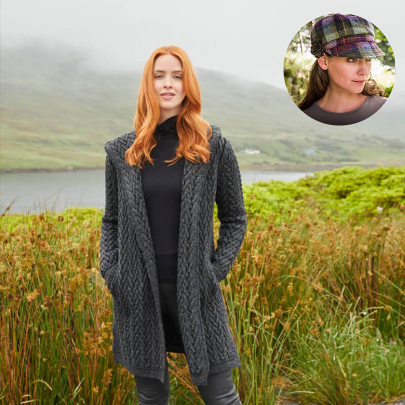 The Aran Cardigan & Newsboy Style Cap Set - Image 12
