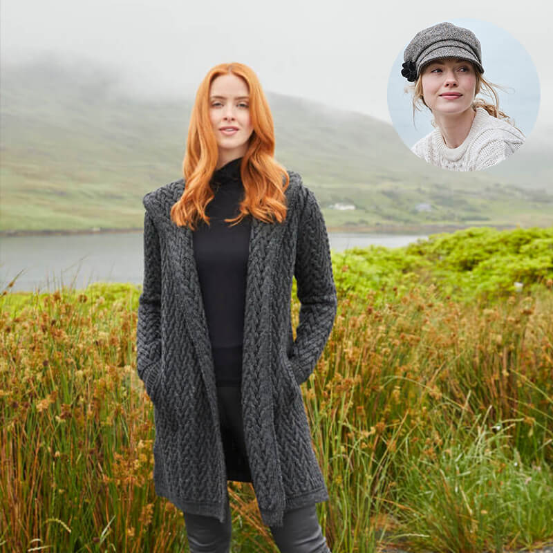 The Aran Cardigan & Newsboy Style Cap Set - Image 14