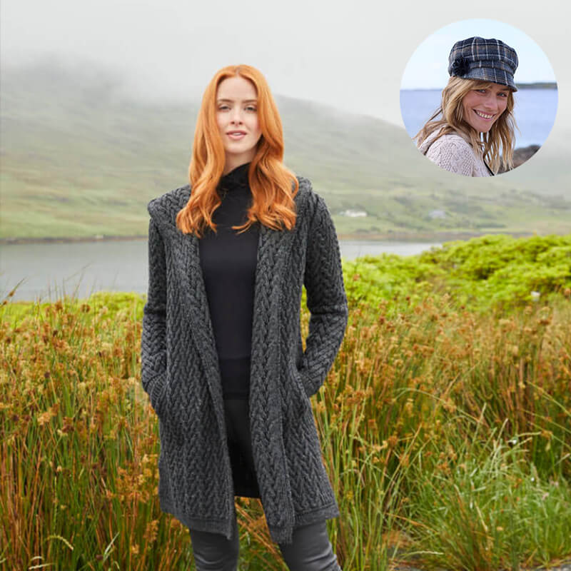 The Aran Cardigan & Newsboy Style Cap Set - Image 15