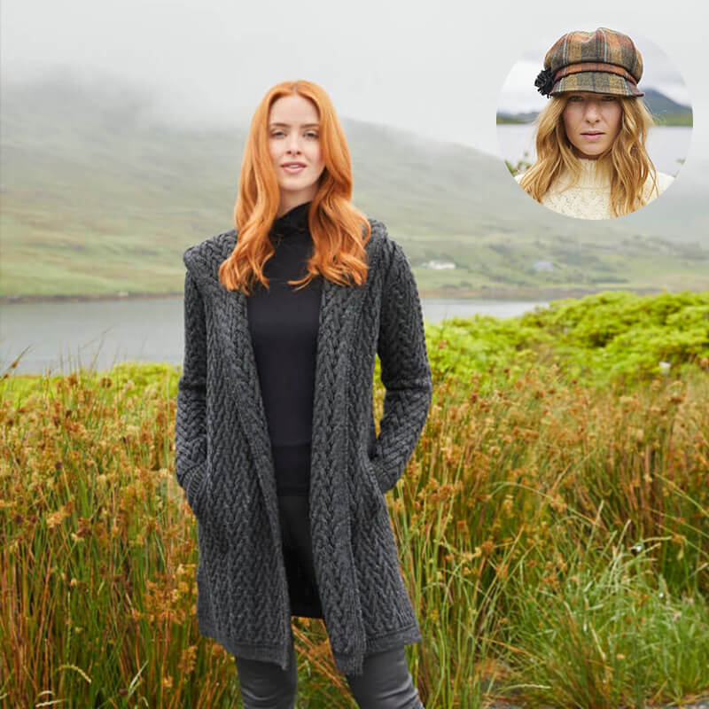 The Aran Cardigan & Newsboy Style Cap Set - Image 16
