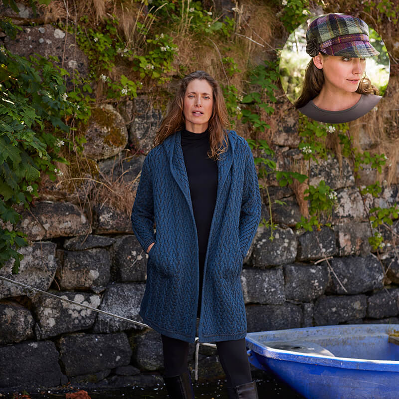 The Aran Cardigan & Newsboy Style Cap Set - Image 3