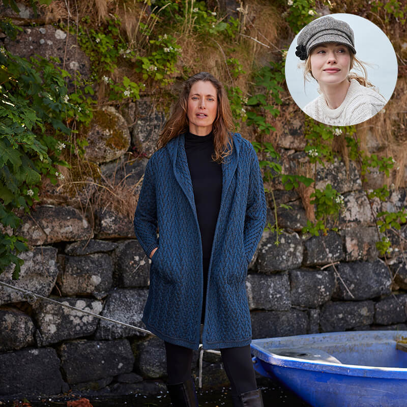 The Aran Cardigan & Newsboy Style Cap Set - Image 5