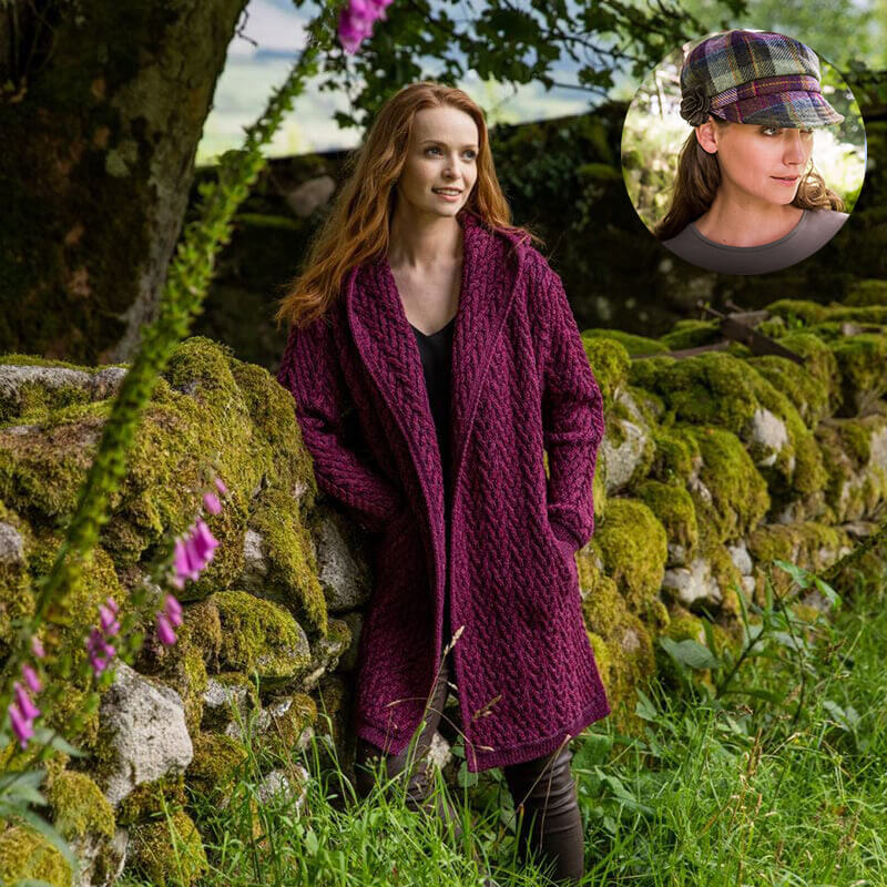 The Aran Cardigan & Newsboy Style Cap Set - Image 7