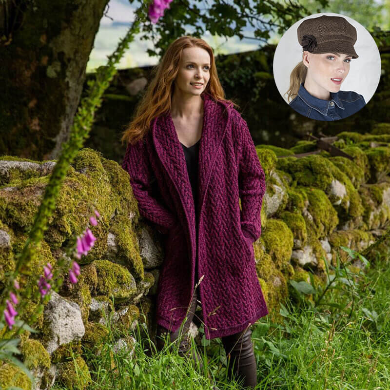 The Aran Cardigan & Newsboy Style Cap Set - Image 8