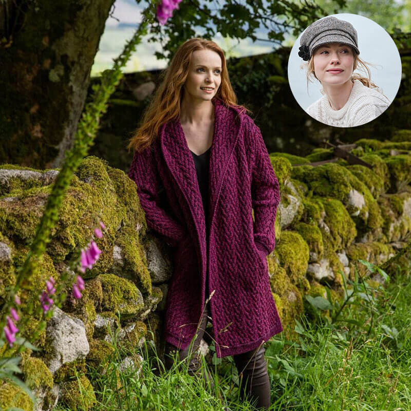 The Aran Cardigan & Newsboy Style Cap Set - Image 9