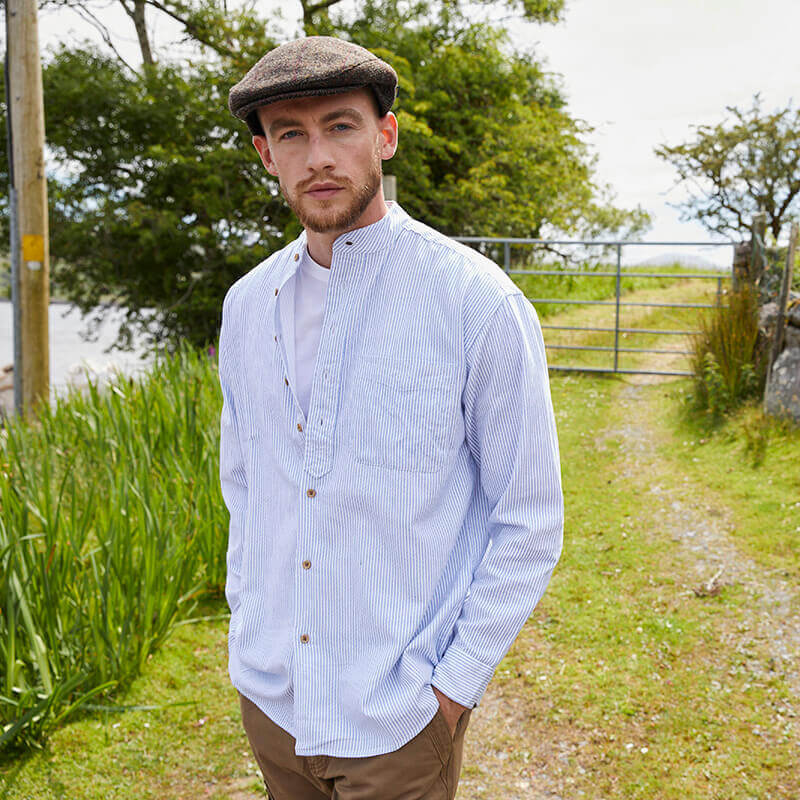 Blue Stripe Grandad Shirt - Image 4