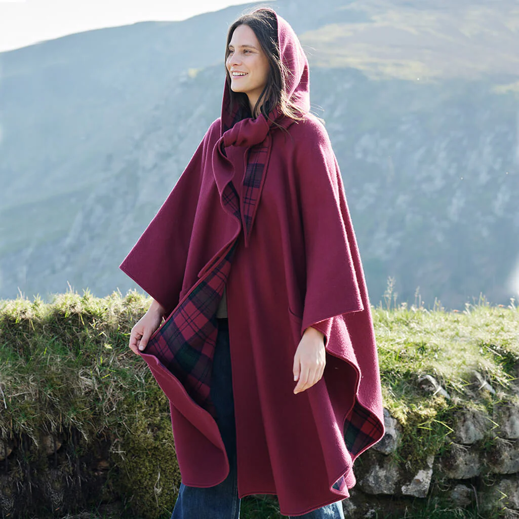 Wine Pure New Wool Country Walking Cape - Image 2