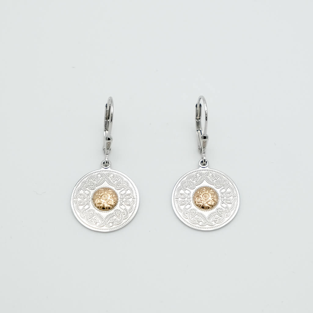 Silver/18k Gold Celtic Warrior Shield Earrings