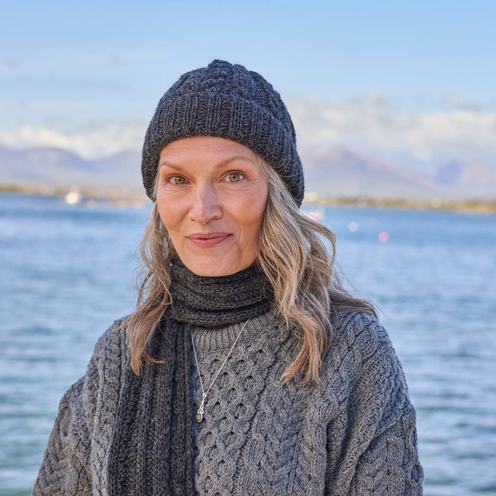 Charcoal Womens Aran Cable Hat