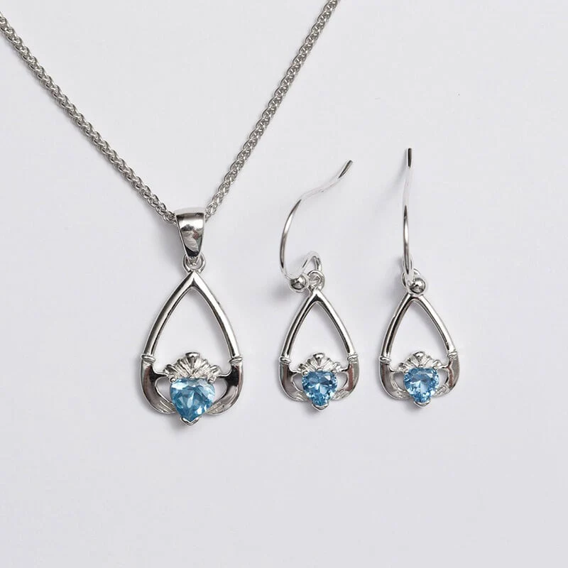 Claddagh Birthstone Pendant & Earrings Set - Image 10
