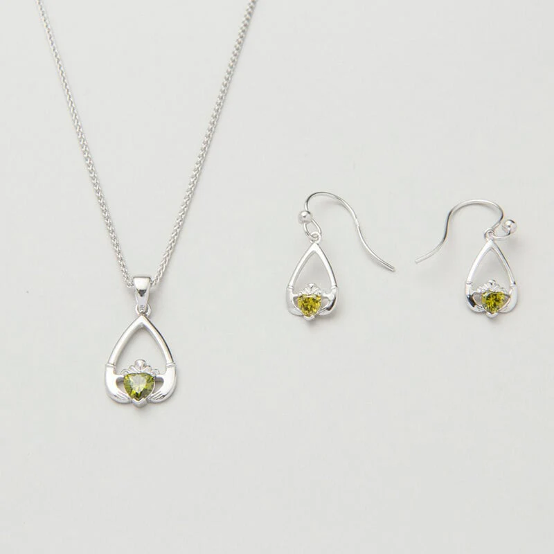 Claddagh Birthstone Pendant & Earrings Set - Image 11