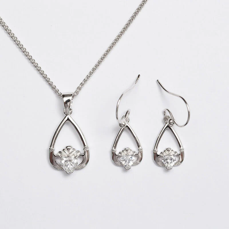Claddagh Birthstone Pendant & Earrings Set - Image 12