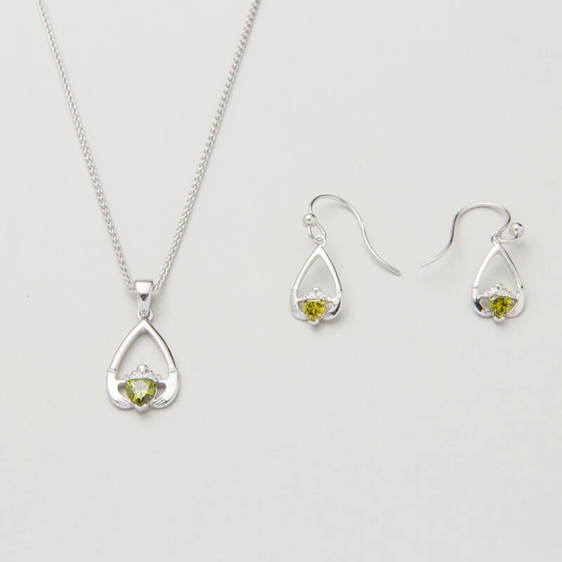 Claddagh Birthstone Pendant & Earrings Set - Image 13