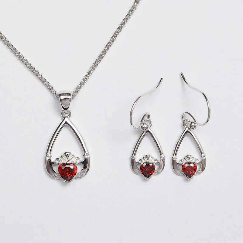 Claddagh Birthstone Pendant & Earrings Set - Image 16
