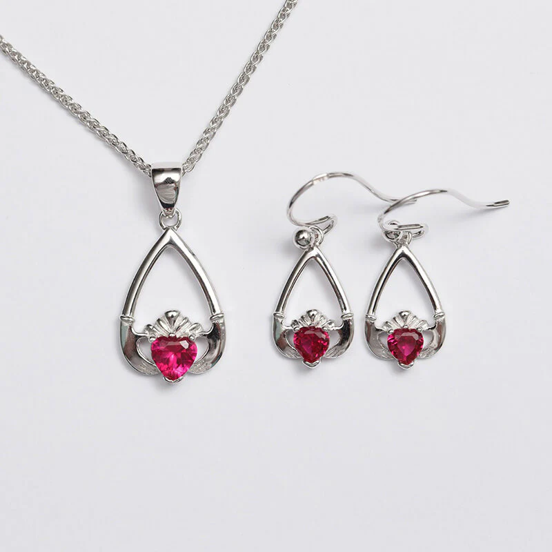 Claddagh Birthstone Pendant & Earrings Set - Image 17