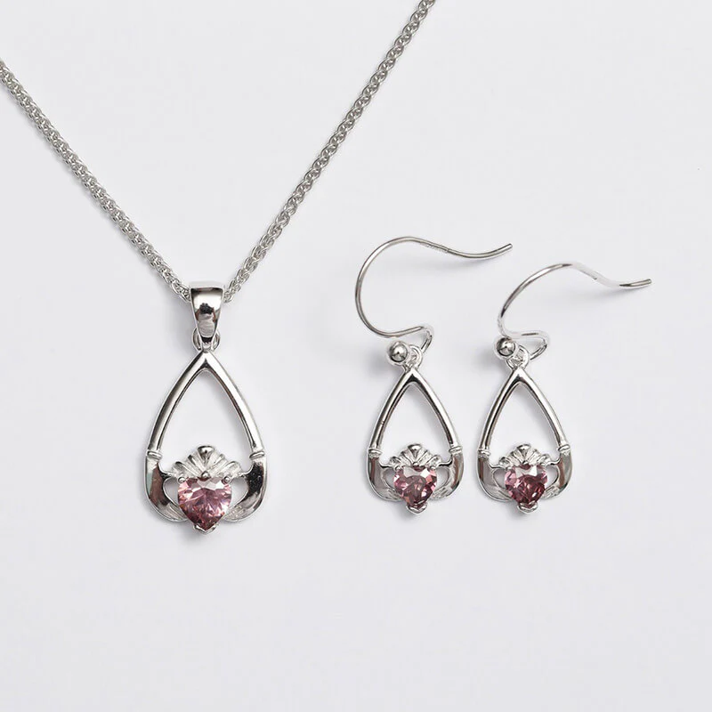 Claddagh Birthstone Pendant & Earrings Set - Image 18