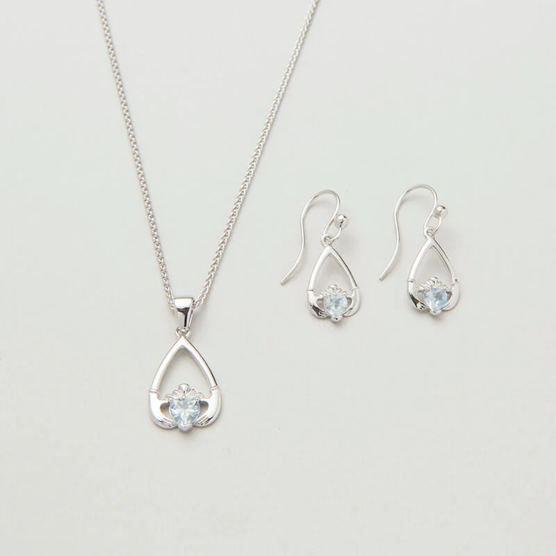 Claddagh Birthstone Pendant & Earrings Set - Image 19