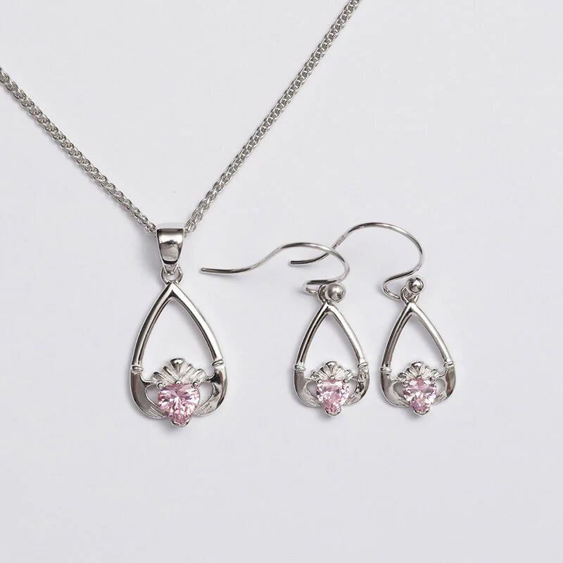 Claddagh Birthstone Pendant & Earrings Set - Image 22