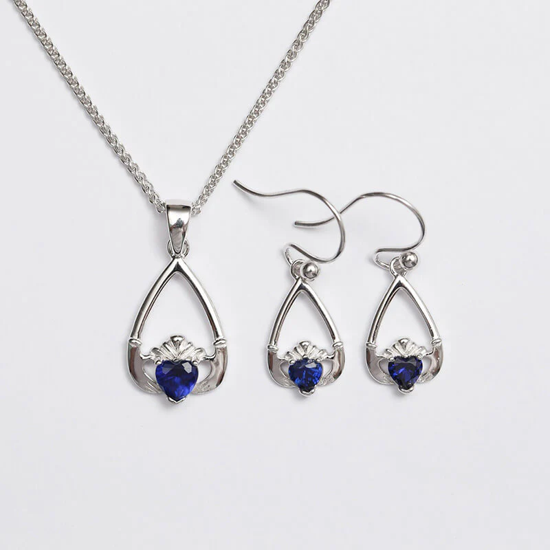 Claddagh Birthstone Pendant & Earrings Set - Image 23