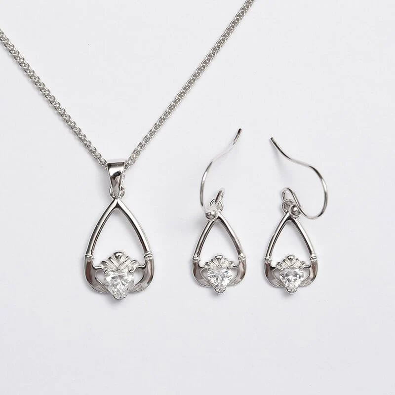 Claddagh Birthstone Pendant & Earrings Set - Image 4