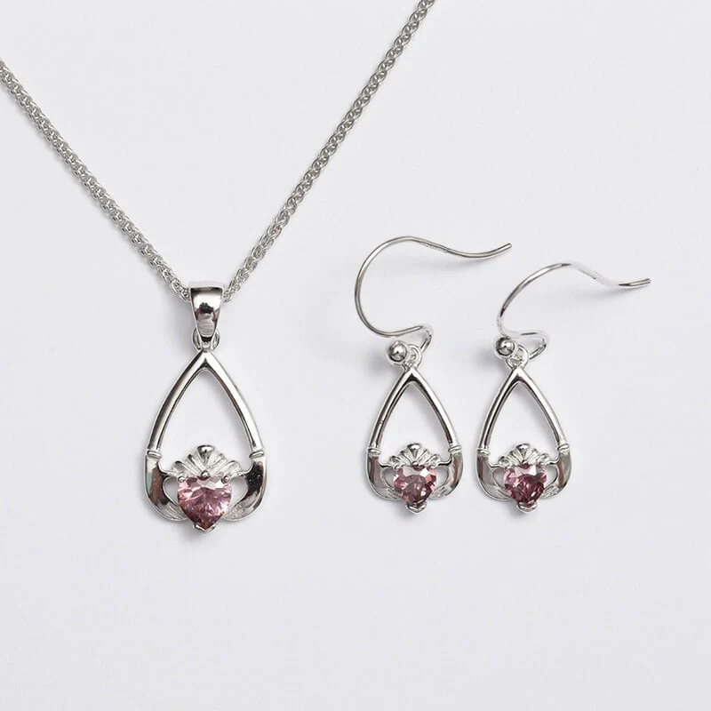 Claddagh Birthstone Pendant & Earrings Set - Image 5
