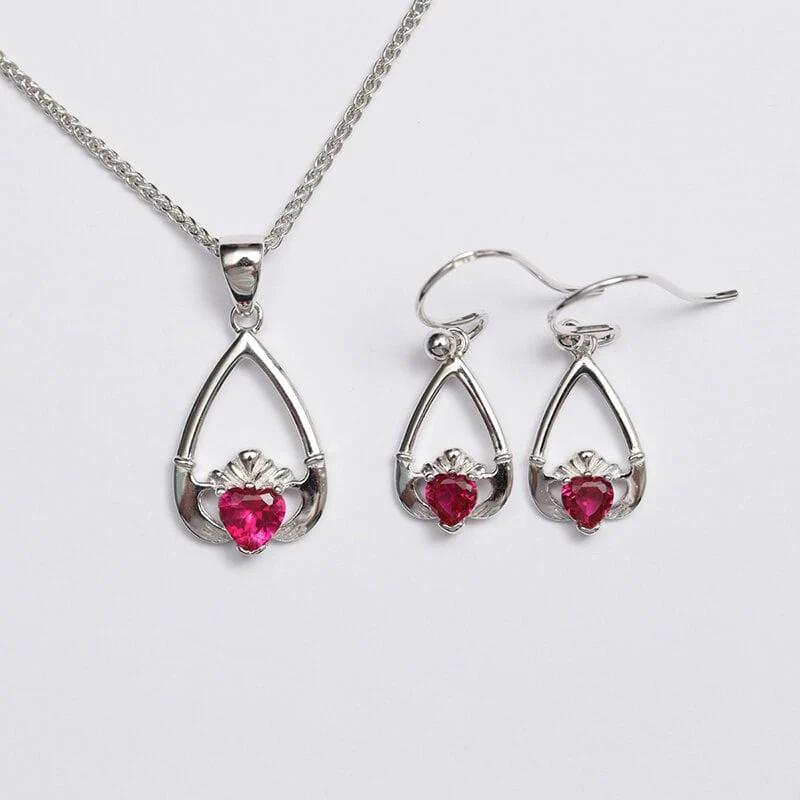 Claddagh Birthstone Pendant & Earrings Set - Image 6