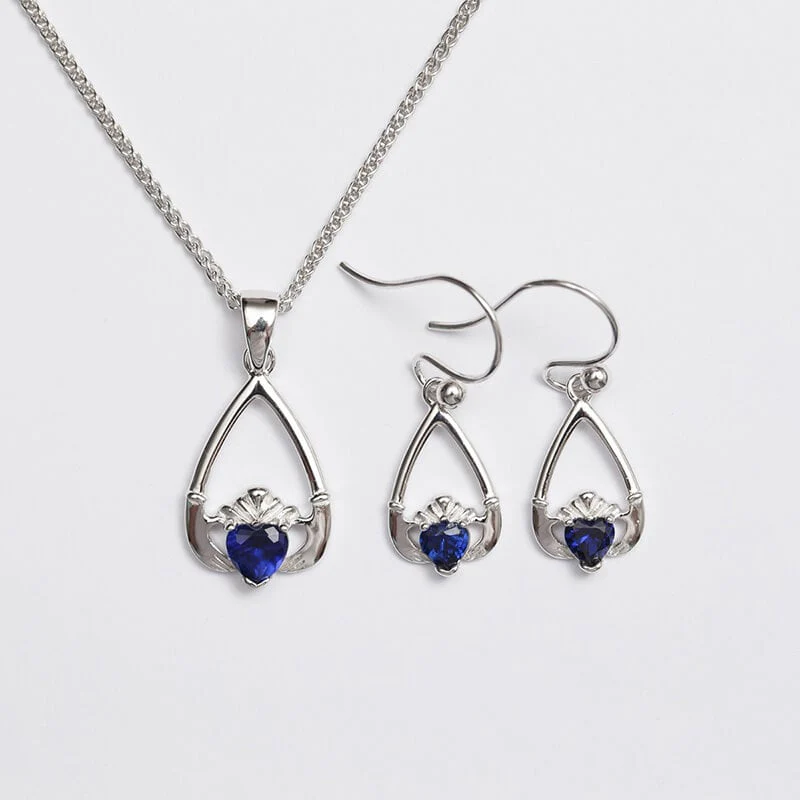 Claddagh Birthstone Pendant & Earrings Set - Image 7