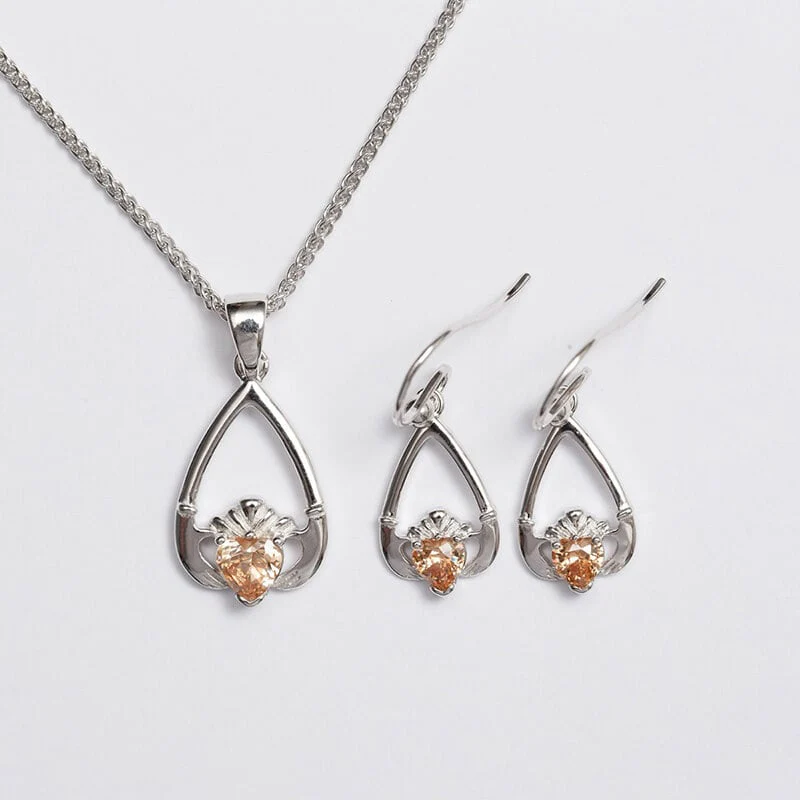 Claddagh Birthstone Pendant & Earrings Set - Image 9