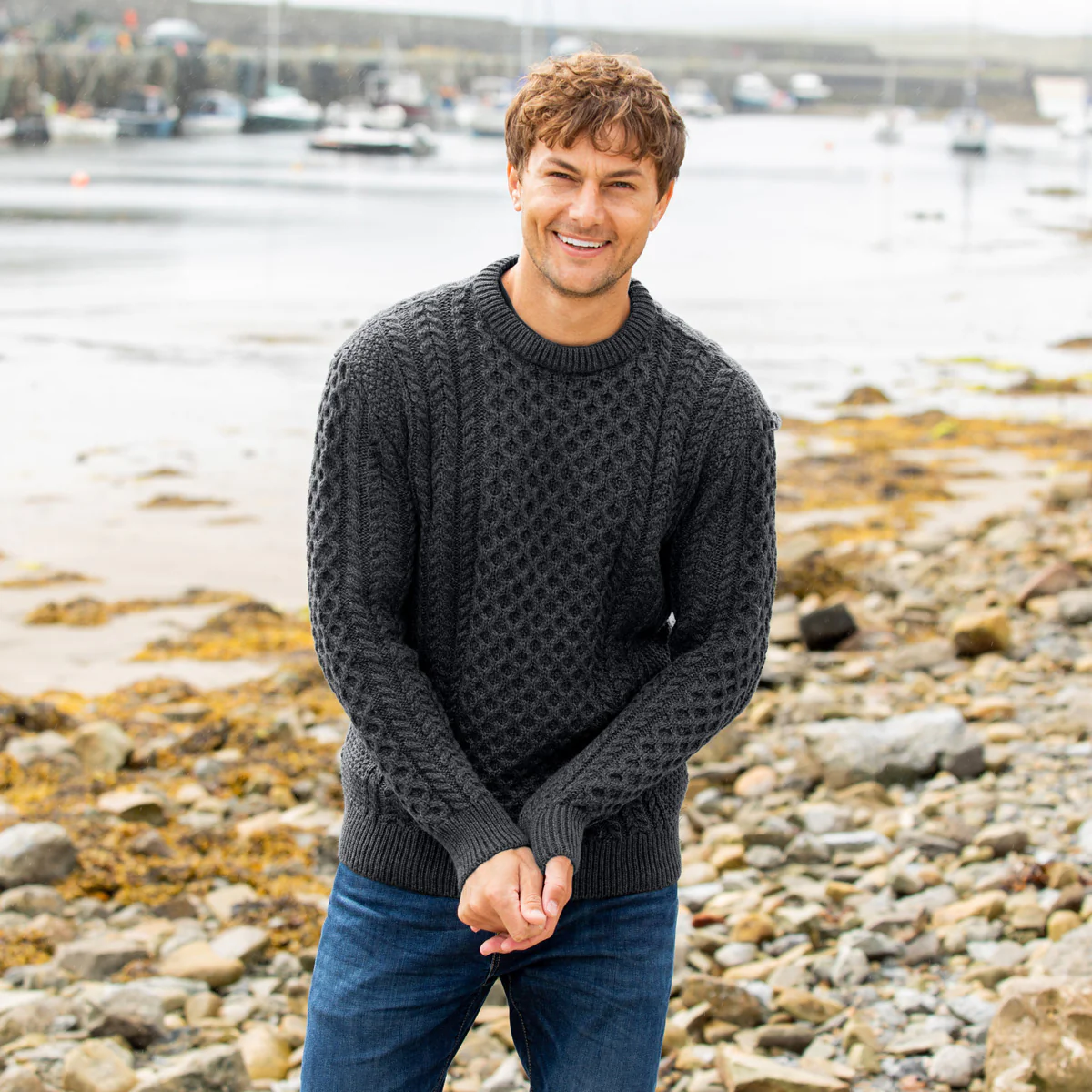 Classic Irish Style: Aran Sweater & Tweed Cap Set - Image 7