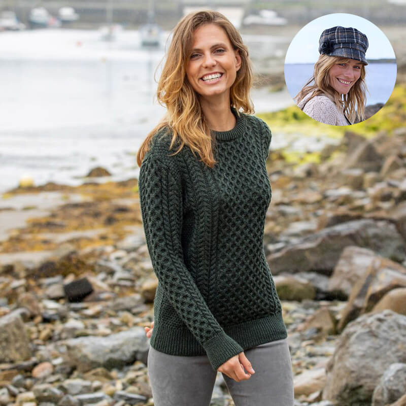 The Timeless Irish Style Bundle for Her: Aran Sweater & Newsboy Cap - Image 10