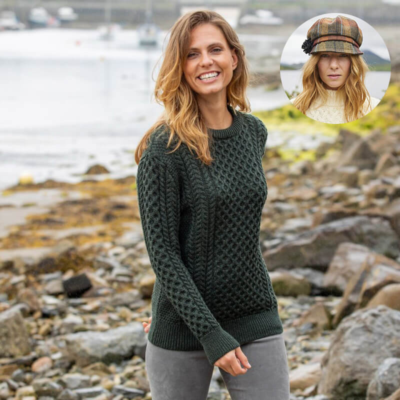 The Timeless Irish Style Bundle for Her: Aran Sweater & Newsboy Cap - Image 11