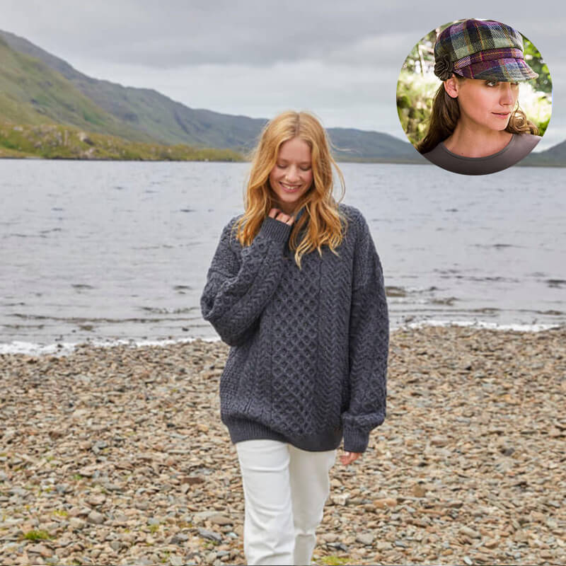 The Timeless Irish Style Bundle for Her: Aran Sweater & Newsboy Cap - Image 12