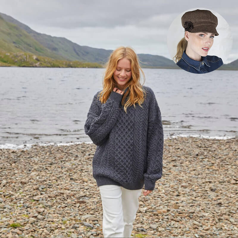 The Timeless Irish Style Bundle for Her: Aran Sweater & Newsboy Cap - Image 13