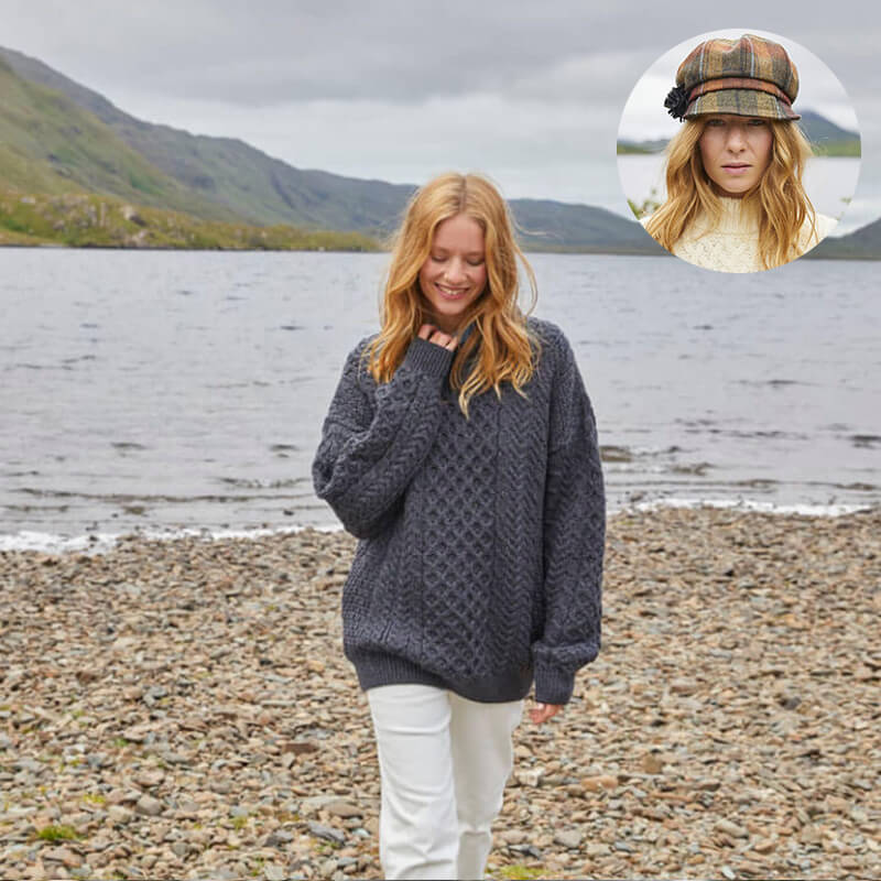 The Timeless Irish Style Bundle for Her: Aran Sweater & Newsboy Cap - Image 15