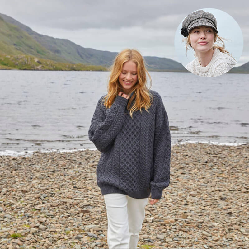 The Timeless Irish Style Bundle for Her: Aran Sweater & Newsboy Cap - Image 16