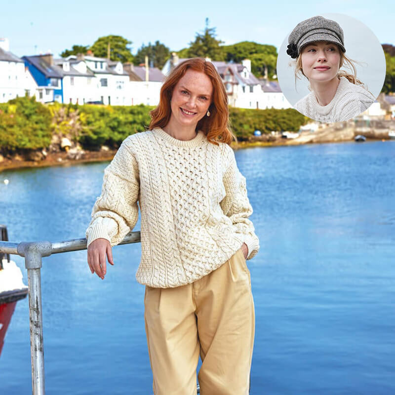 The Timeless Irish Style Bundle for Her: Aran Sweater & Newsboy Cap - Image 4