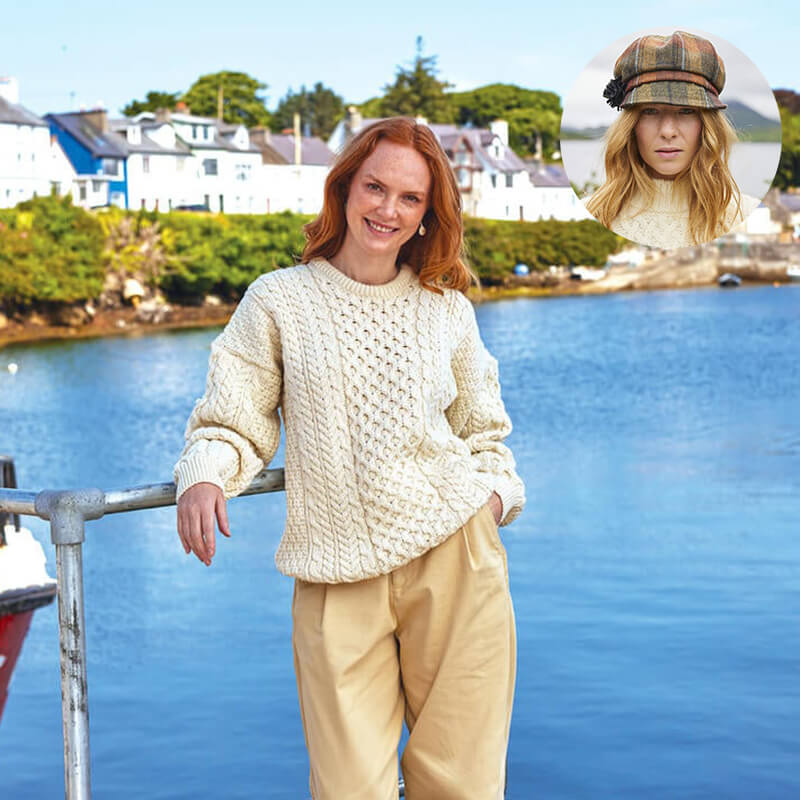 The Timeless Irish Style Bundle for Her: Aran Sweater & Newsboy Cap - Image 6