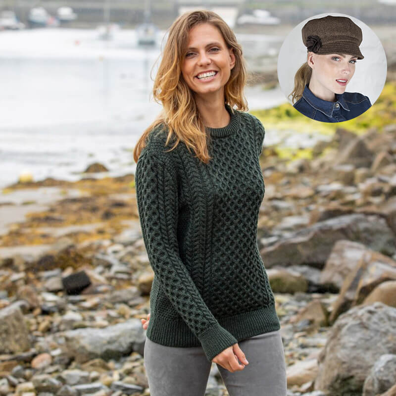 The Timeless Irish Style Bundle for Her: Aran Sweater & Newsboy Cap - Image 8