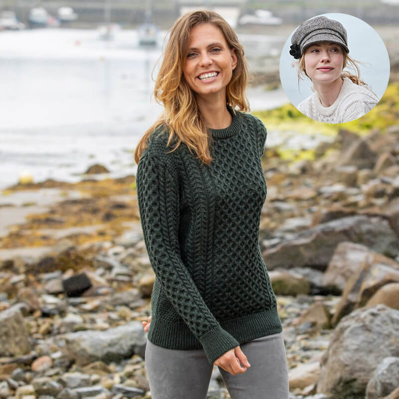The Timeless Irish Style Bundle for Her: Aran Sweater & Newsboy Cap - Image 9