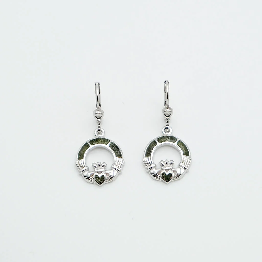 Connemara Marble Claddagh Drop Earrings