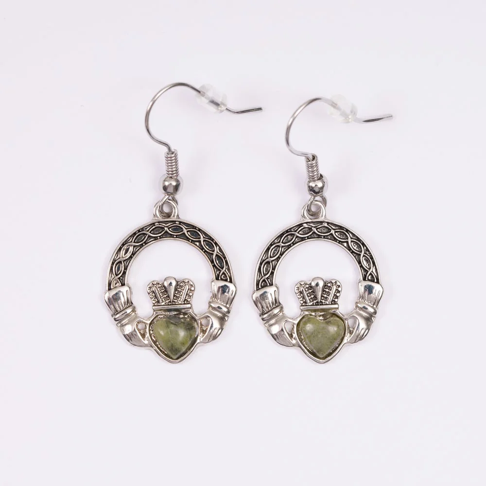 Connemara Marble Claddagh Drop Earrings & Pendant - Image 2
