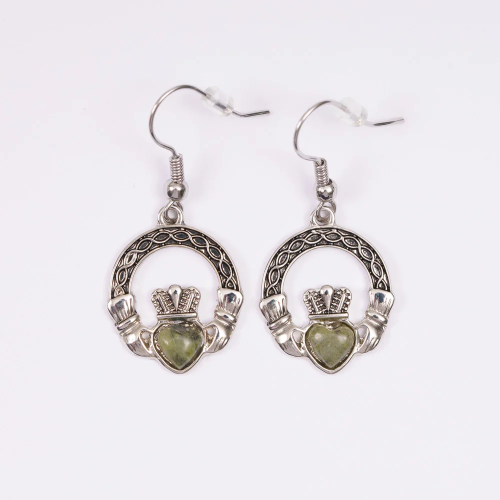 Connemara Marble Claddagh Drop Earrings & Pendant - Image 4