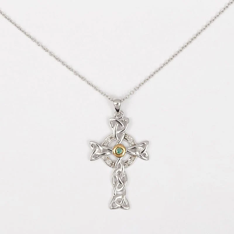 Diamond & Emerald Celtic Cross Pendant