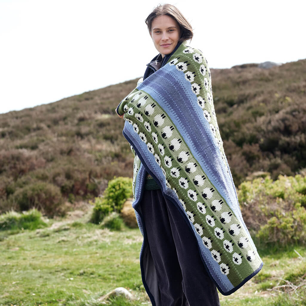 Flock of Sheep Fleece- Lined Wool Throw - Image 2
