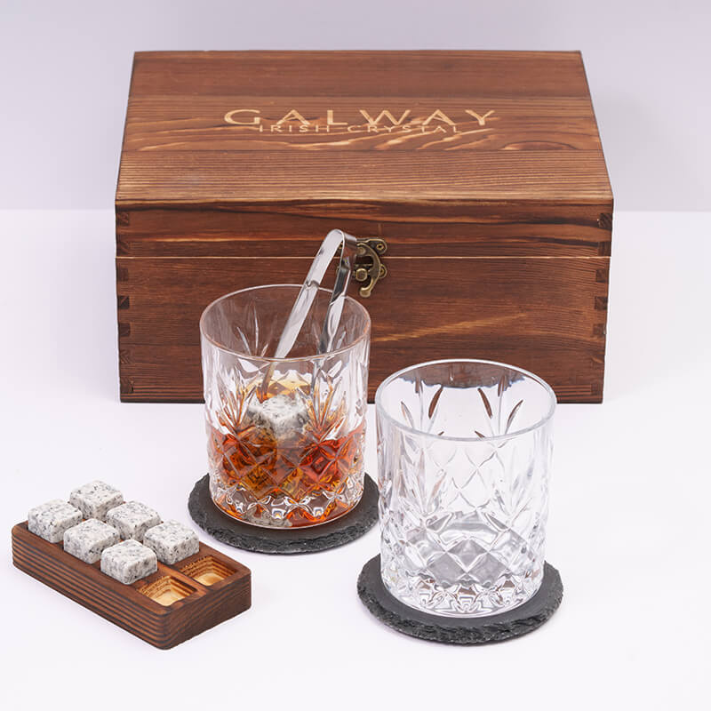 Galway Crystal Renmore Wooden Whiskey Gift Set - Image 2