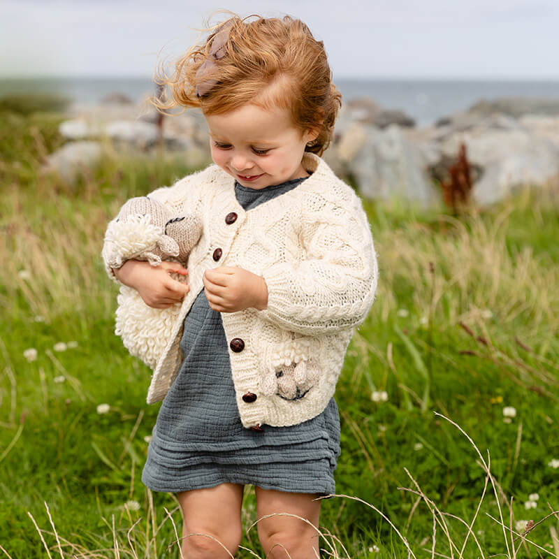 Hand Knit Baby Nora Aran Cardigan