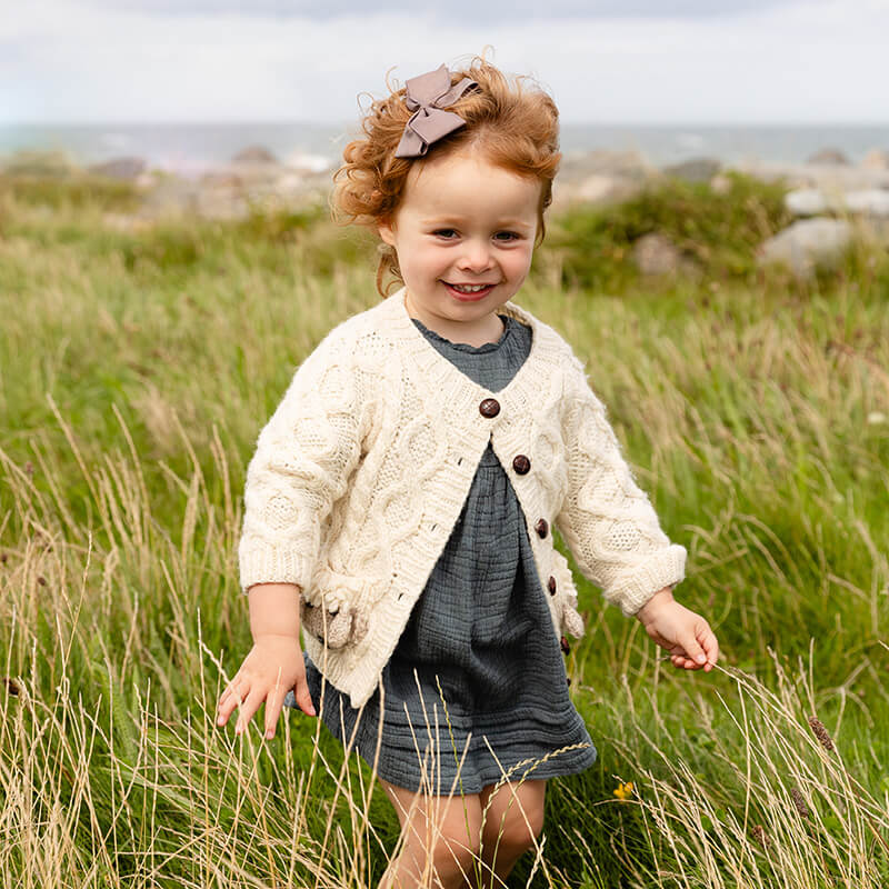 Hand Knit Baby Nora Aran Cardigan - Image 3