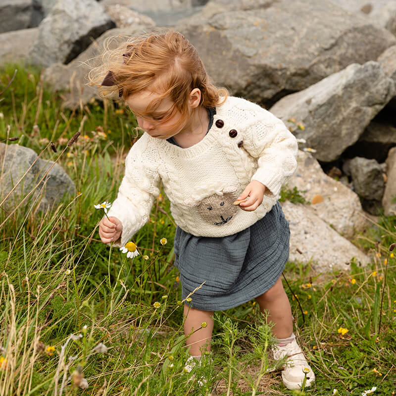 Hand Knit Baby Aran Crew Sweater - Image 2
