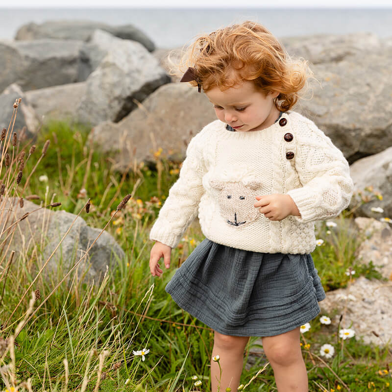 Hand Knit Baby Aran Crew Sweater - Image 3